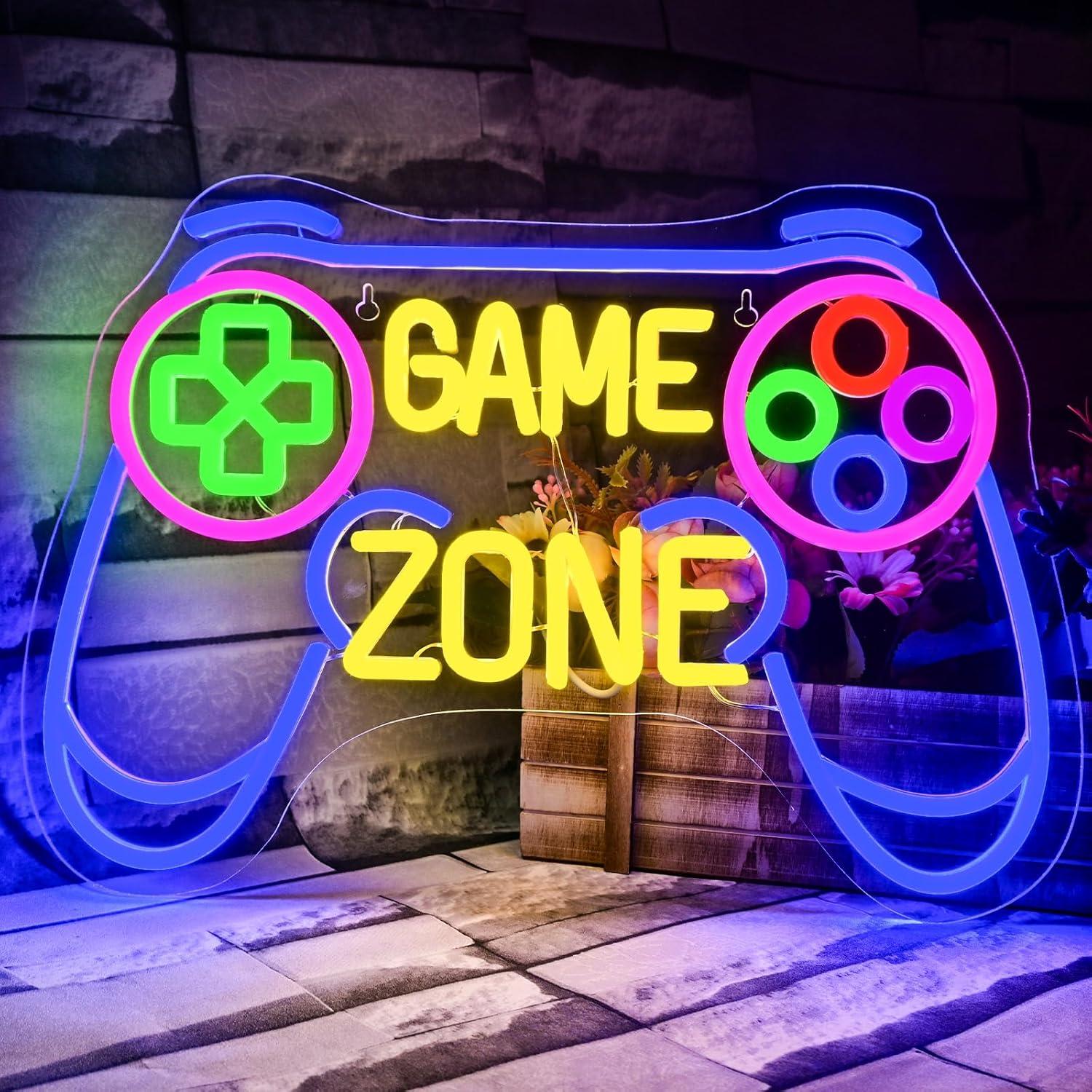 Kids Outdoor Zone - Neonowy Znak Game Zone, Ściemniane przez