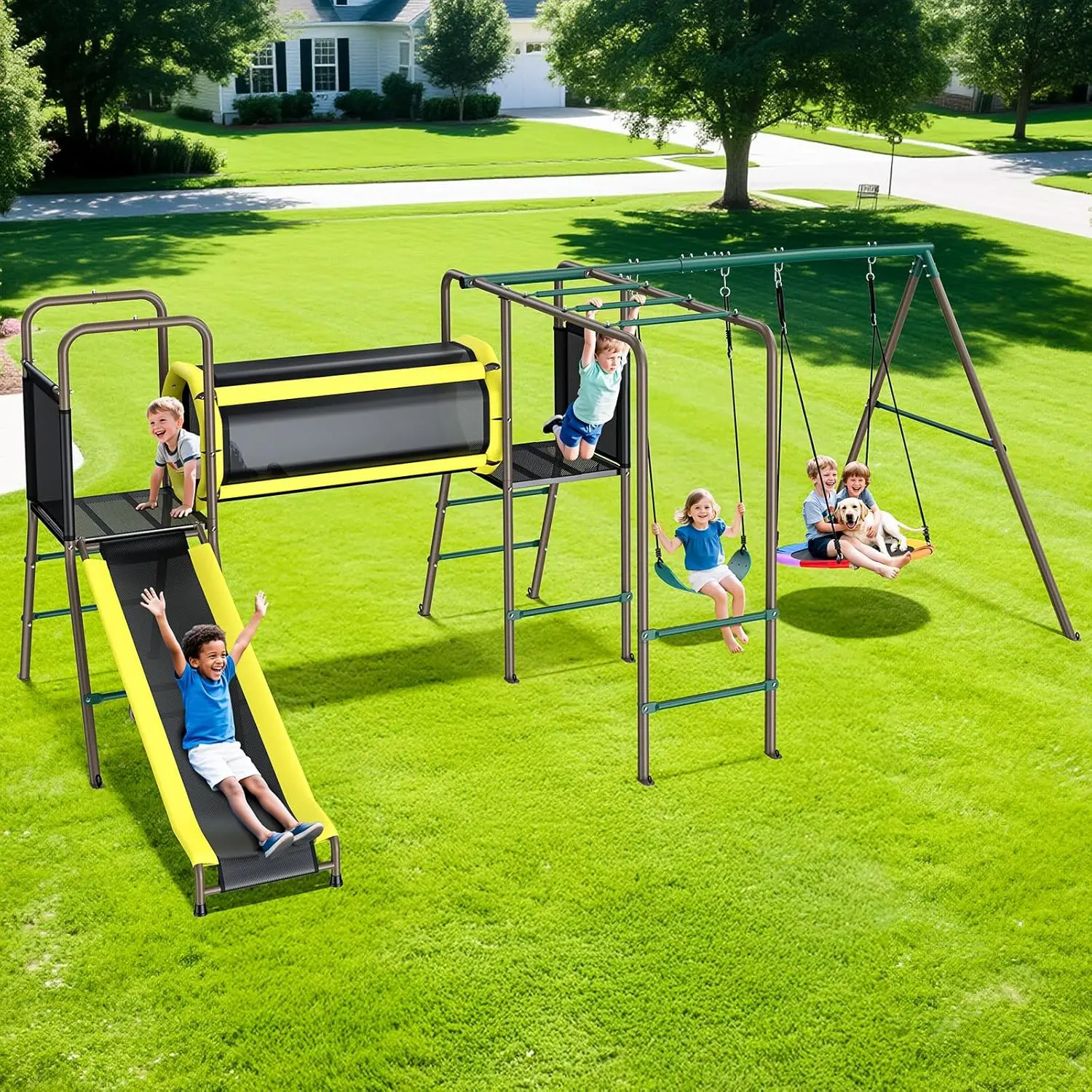 Kids Outdoor Monkey Bar Set - Zestaw huśtawek Hapfan o nośności 660