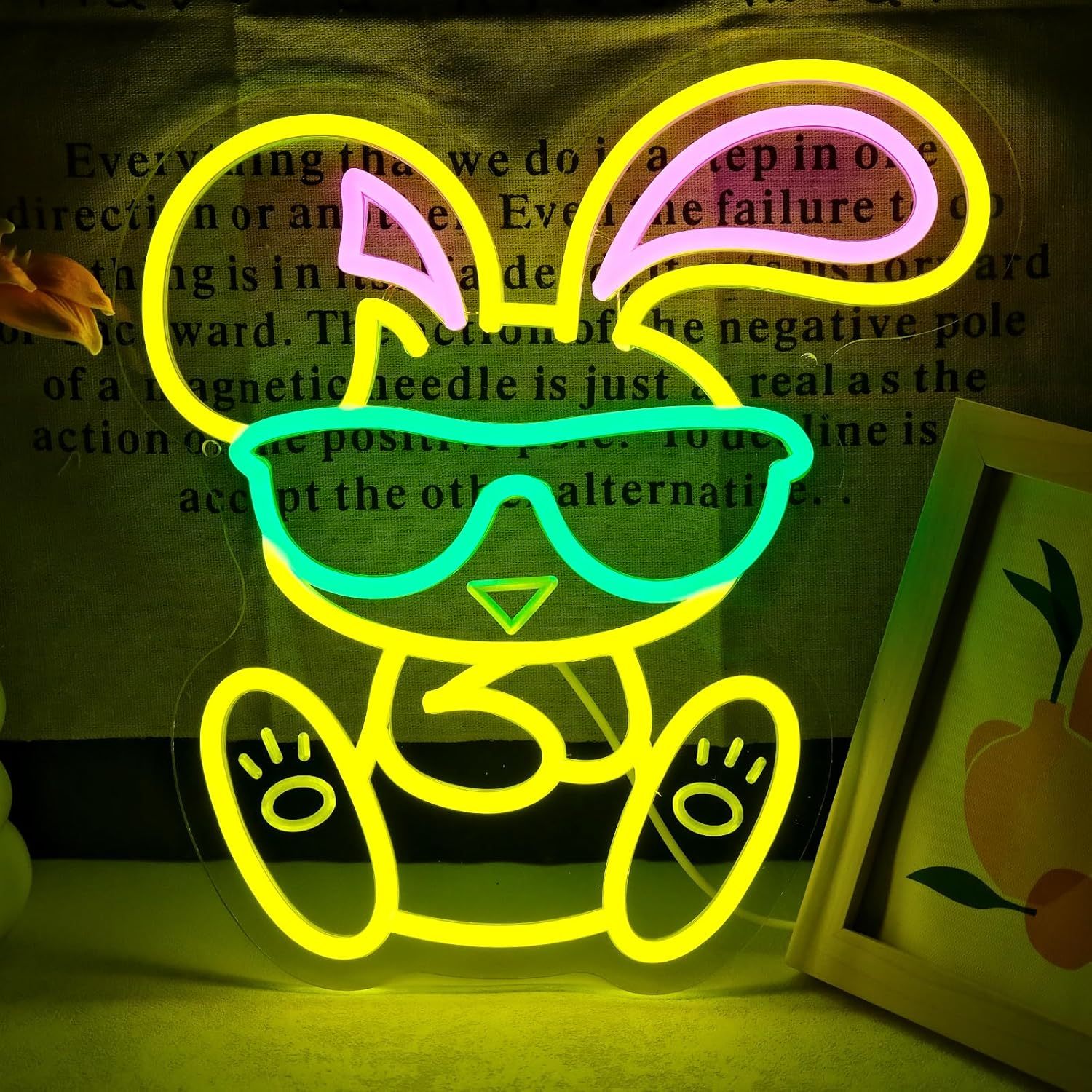 Kids Outdoor Gift Ideas - Zabawny neonowy znak z króliczkiem w