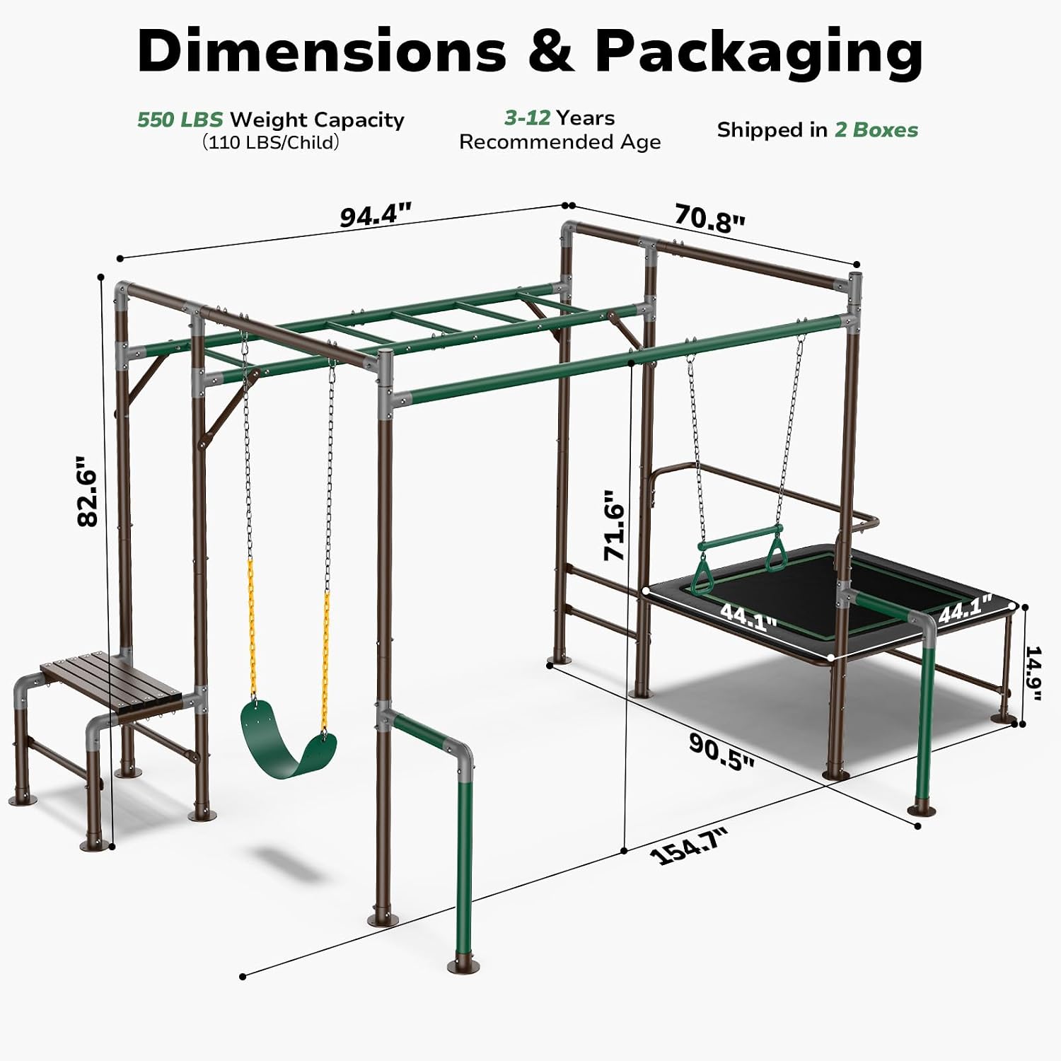Kids Outdoor Monkey Bar Set - Zestaw huśtawek i drabinek dla dzieci,