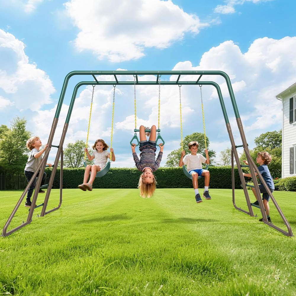 Kids Outdoor Monkey Bar Set - Wytrzymały zestaw huśtawek ogrodowych z drążkami