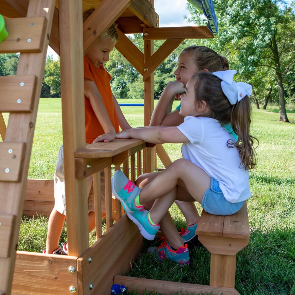 Kids Outdoor Monkey Bar Set - Huśtawka ogrodowa z drewna cedrowego z