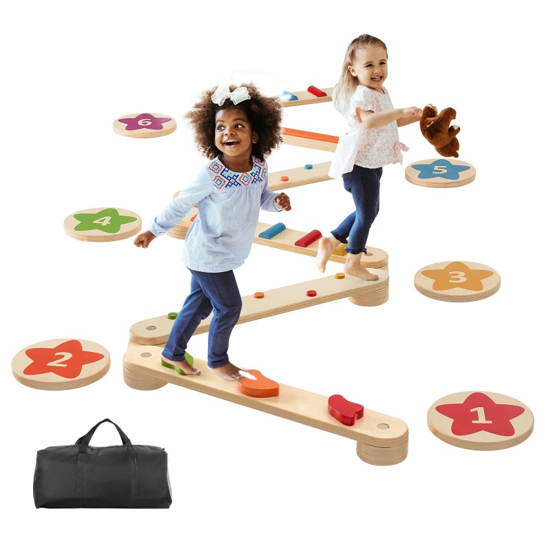 6 szt. Drewniane balansowe drą – Kids Outdoor Balance Beam recenzja i cena