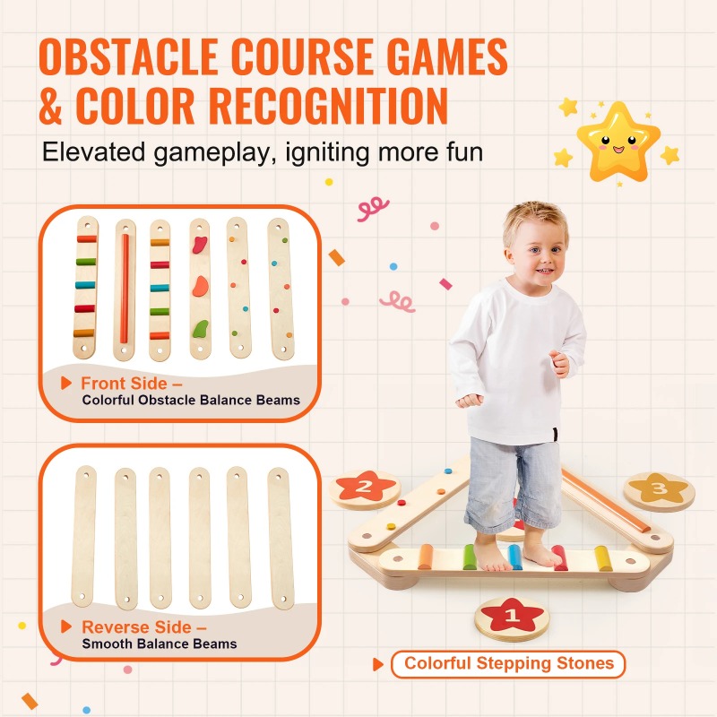 6 szt. Drewniane balansowe drą – Kids Outdoor Balance Beam recenzja i cena