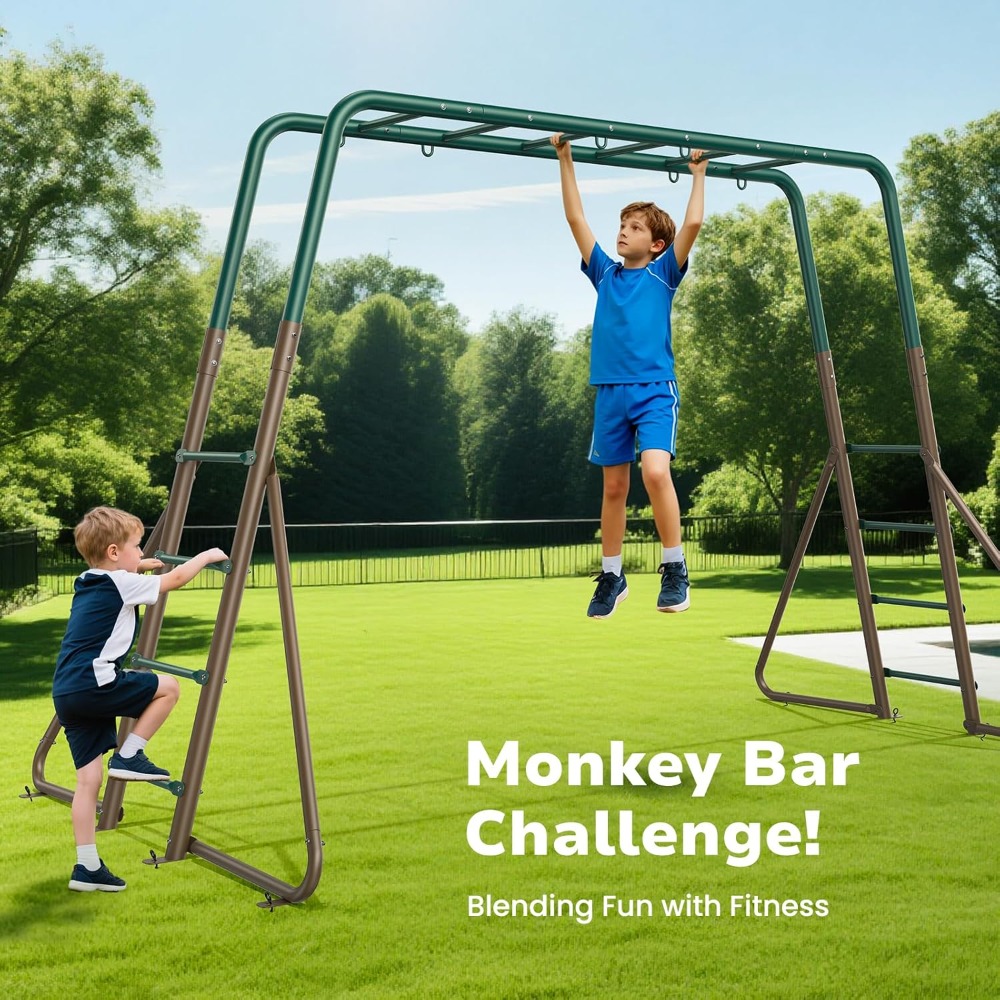 Wytrzymały zestaw huśtawek ogr – Kids Outdoor Monkey Bar Set recenzja i cena
