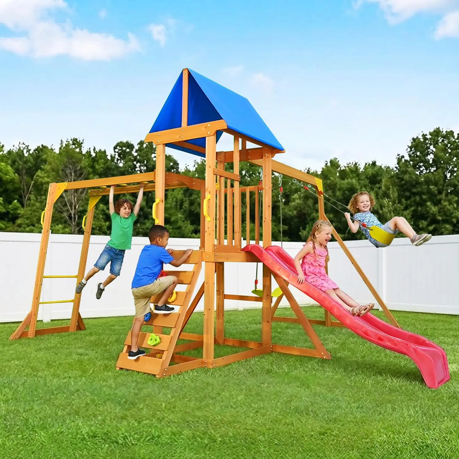 Drewniane huśtawki do ogrodu,  – Kids Outdoor Monkey Bar Set recenzja i cena